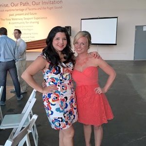 Coral strapless dress